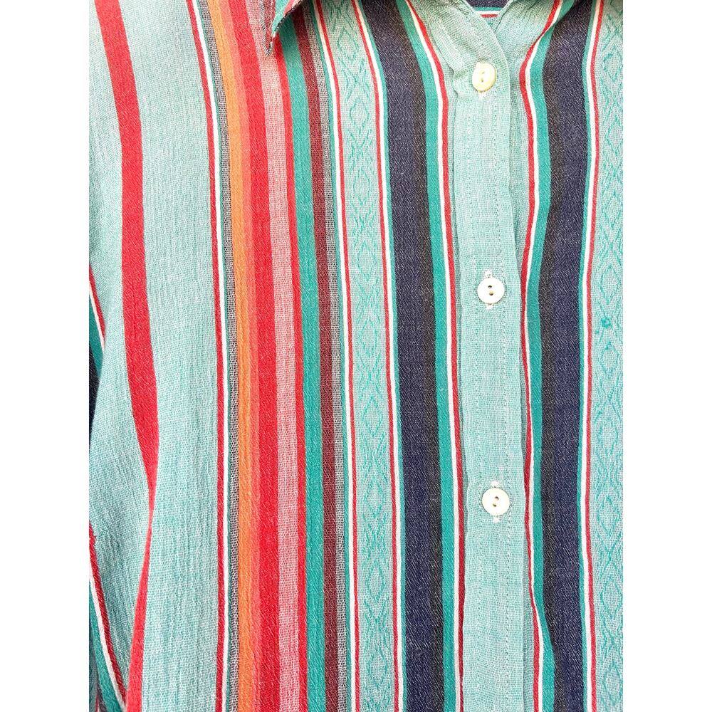 Ralph Lauren Vintage Striped Button Down Shirt Teal Oversized 2X XXL Classic - Picture 6 of 7